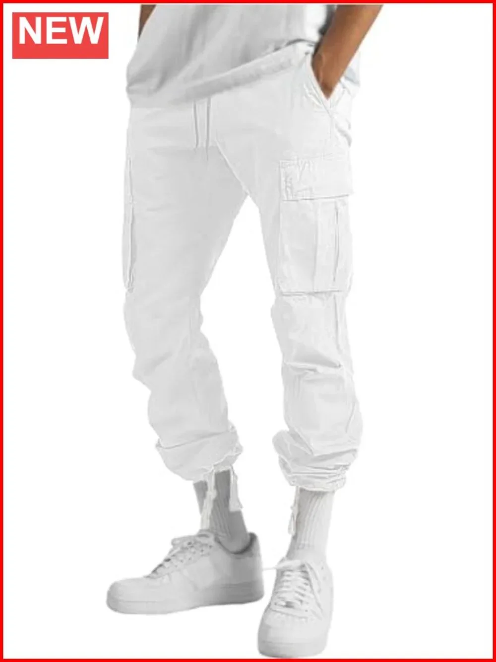 Men's Casual Joggers Pants Hiking Drawstring Cargo Straight Leg